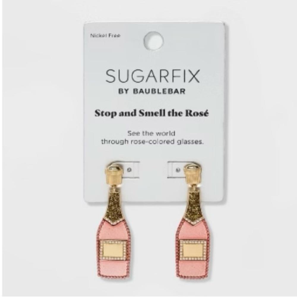 BaubleBar Pink and Gold Bottle Earrings - Picture 2 of 6